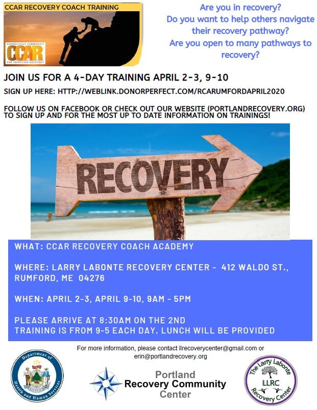 Recovery Coach Training coming to Rumford in April! - Western Maine ...